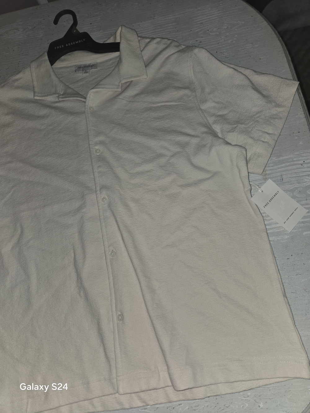 Men's Cream Short-Sleeve Button Down Shirt by Free Assembly Sz XL NEW cotton